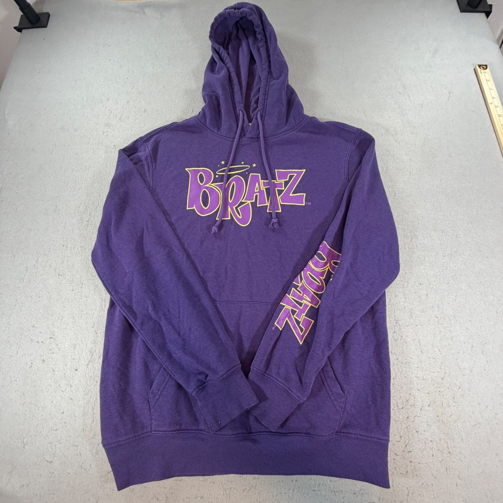 Bratz Purple Y2K Graphic Hoodie Women's Small Logo Sleeve Fleece Pullover